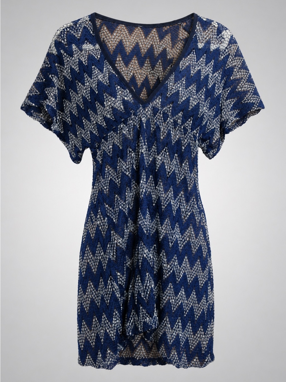 Elif by Jordan Taylor Navy and White Chevron Knit Swim Coverup